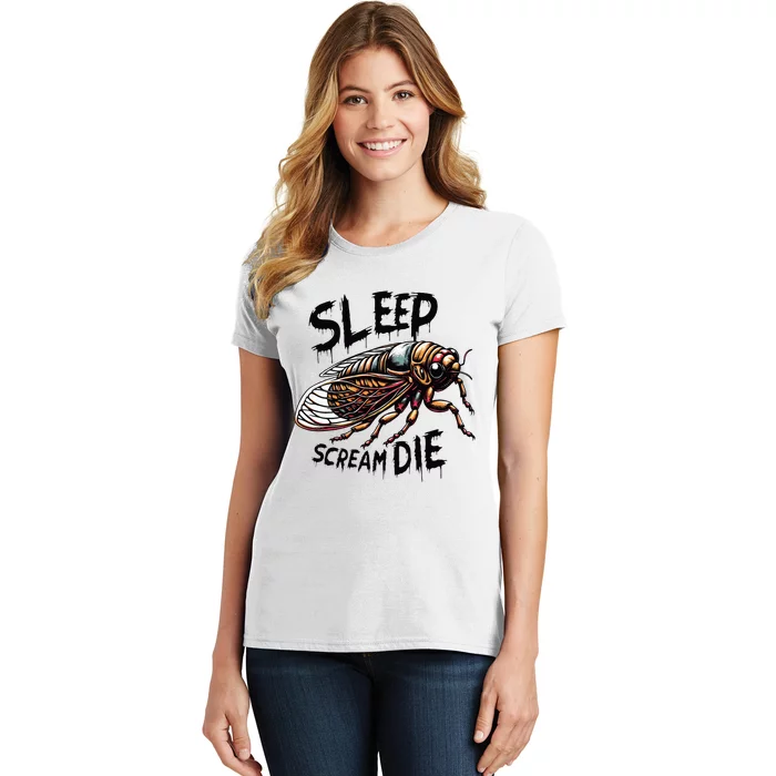 Cicada Sleep Scream Die Incect Bug Lover Entomologist Women's T-Shirt