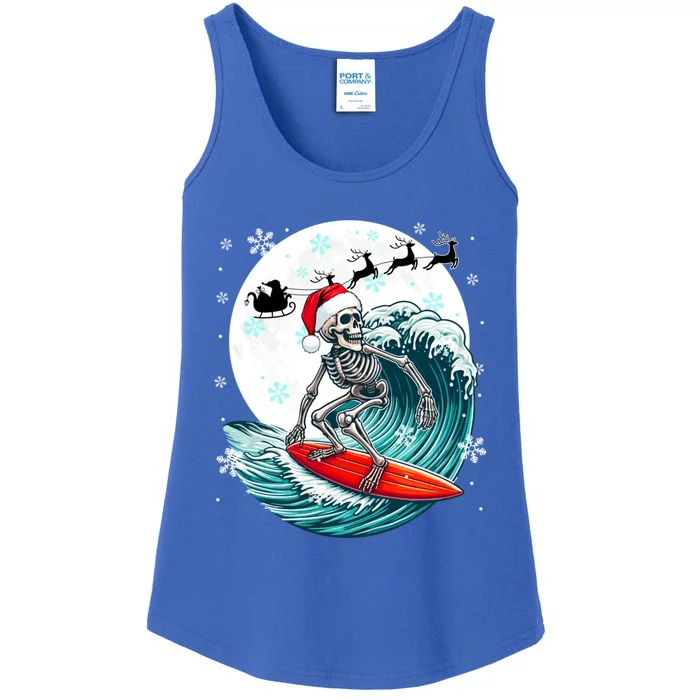 Christmas Santa Skeletons Costume Surfing Lover Family Gift Ladies Essential Tank