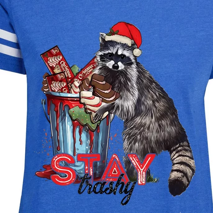 Christmas Snack Stay Funny Trashy Raccoon Opossums Santa Hat Enza Ladies Jersey Football T-Shirt