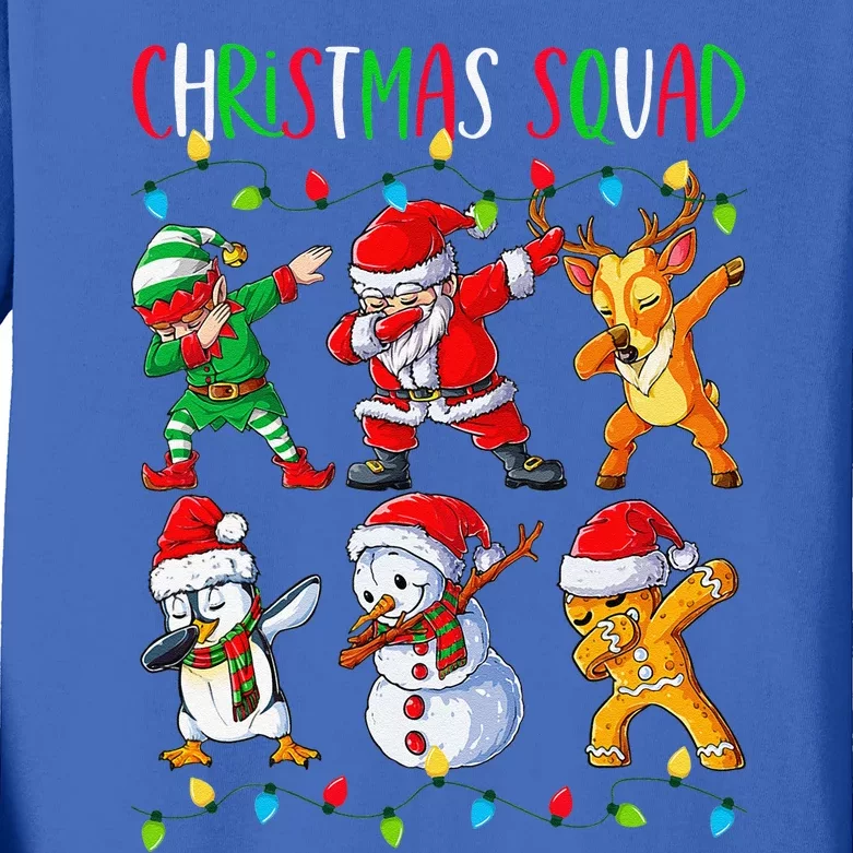 Christmas Squad Santa Dabbing Elf Family Matching Pajamas Kids Long Sleeve Shirt