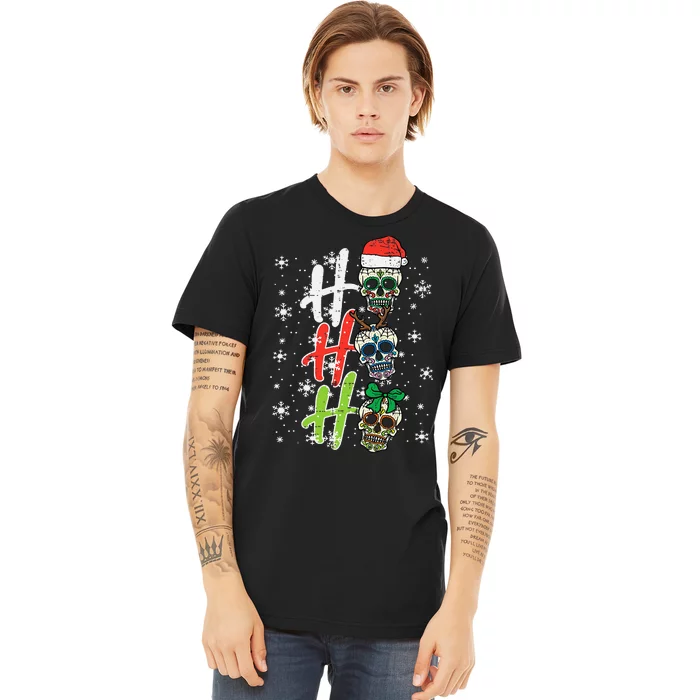 Christmas Sugar Skull Ho Ho Ho Xmas Mexican Premium T-Shirt