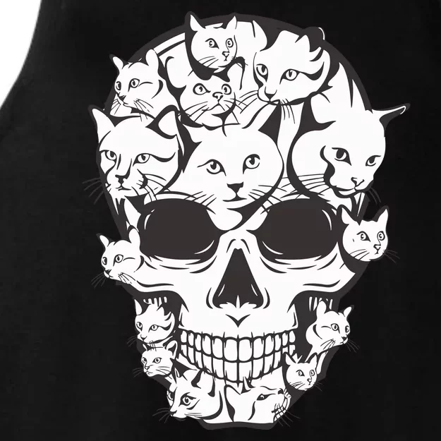 Cat Skull Skeleton Head Cats Scary Goth Punk Horror Kittys Ladies Tri-Blend Wicking Tank