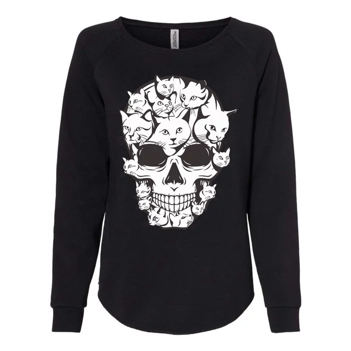 Cat Skull Skeleton Head Cats Scary Goth Punk Horror Kittys Womens California Wash Sweatshirt