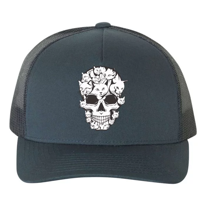 Cat Skull Skeleton Head Cats Scary Goth Punk Horror Kittys Yupoong Adult 5-Panel Trucker Hat