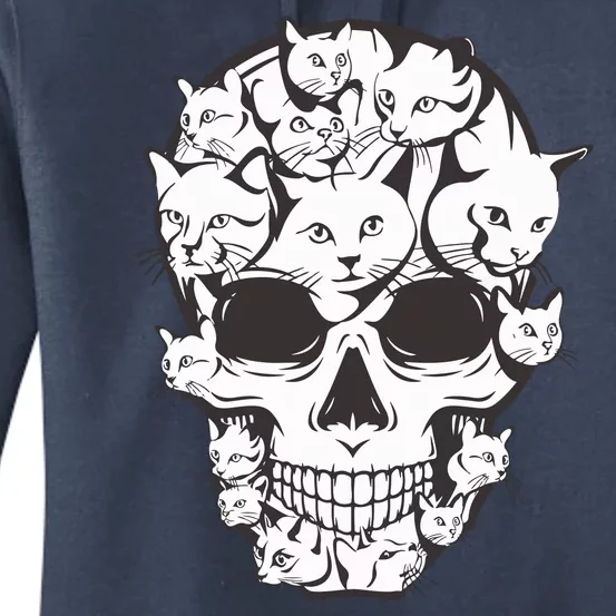 Cat Skull Skeleton Head Cats Scary Goth Punk Horror Kittys Women's Pullover Hoodie