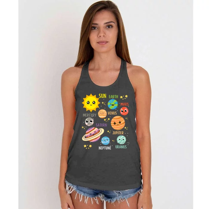 Cute Solar System Kids Astronomy Boy Girl Women's Knotted Racerback Tank