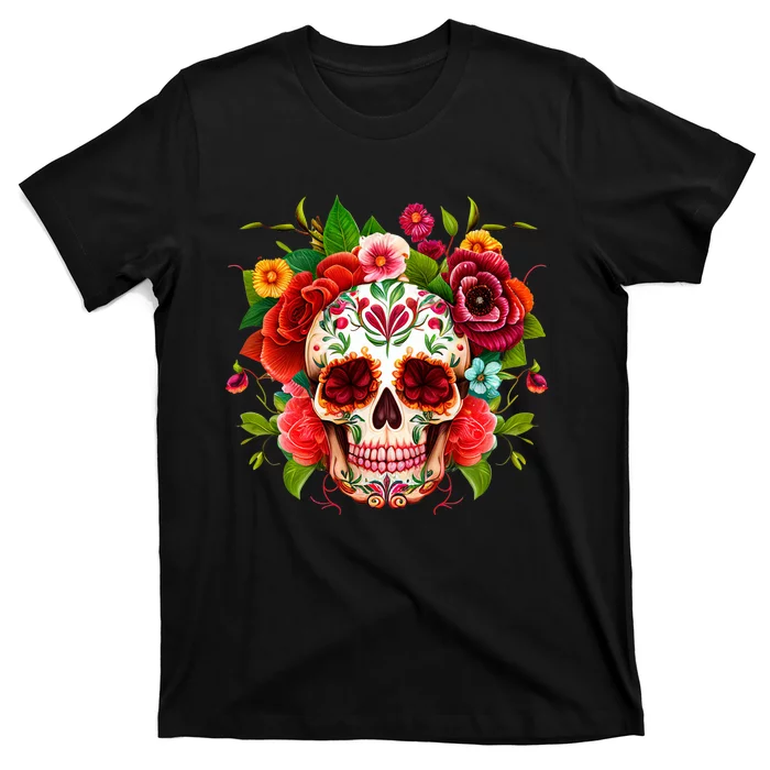 Colorful Sugar Skull Watercolor Clipart T-Shirt