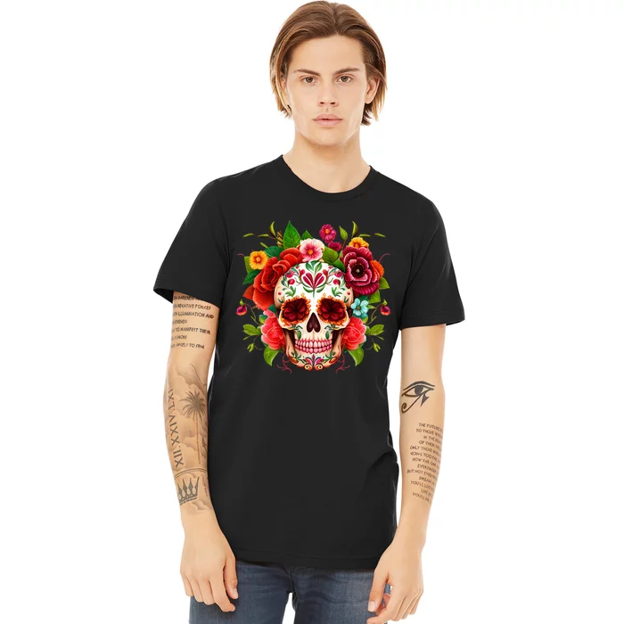 Colorful Sugar Skull Watercolor Clipart Premium T-Shirt