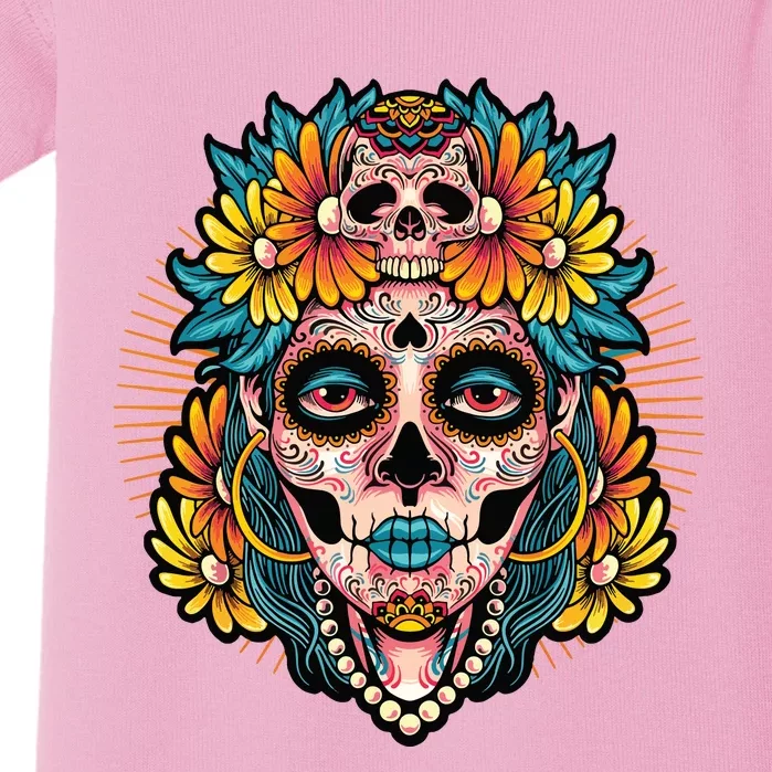 Catrina Sugar Skull Dia De Los Muertos Baby Bodysuit