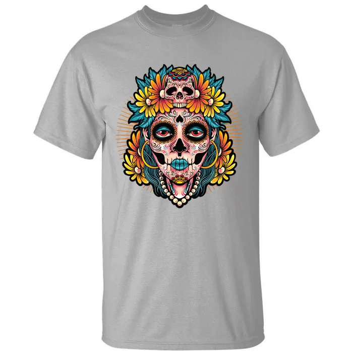 Catrina Sugar Skull Dia De Los Muertos Tall T-Shirt