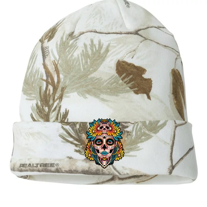 Catrina Sugar Skull Dia De Los Muertos Kati - 12in Camo Beanie