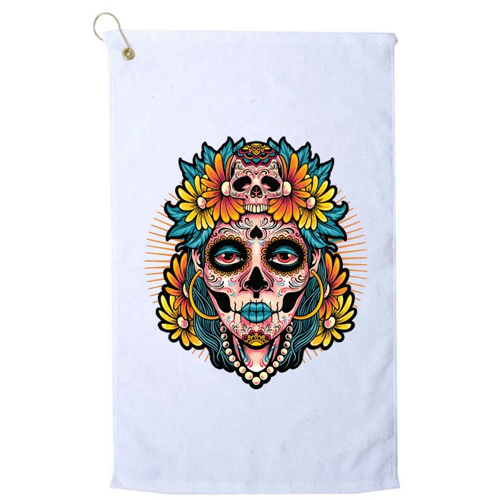 Catrina Sugar Skull Dia De Los Muertos Platinum Collection Golf Towel