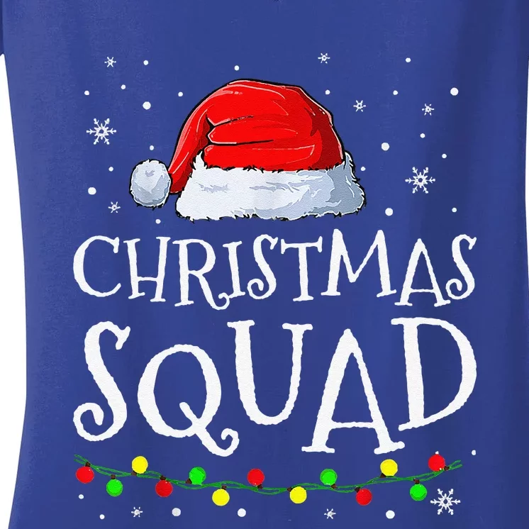 Christmas Squad Santa Hat Family Matching Pajamas Xmas Women's V-Neck T-Shirt