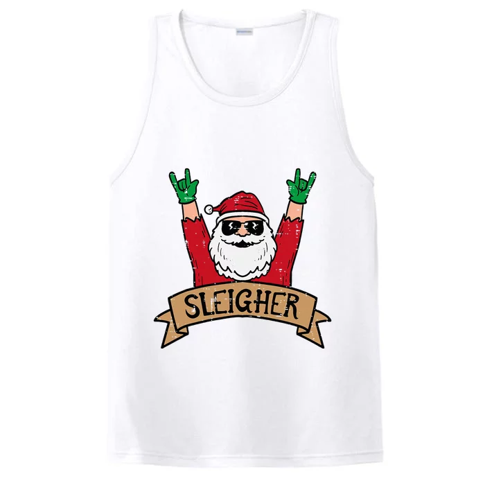 Christmas Sleigher Santa Rock Xmas Rocker Performance Tank