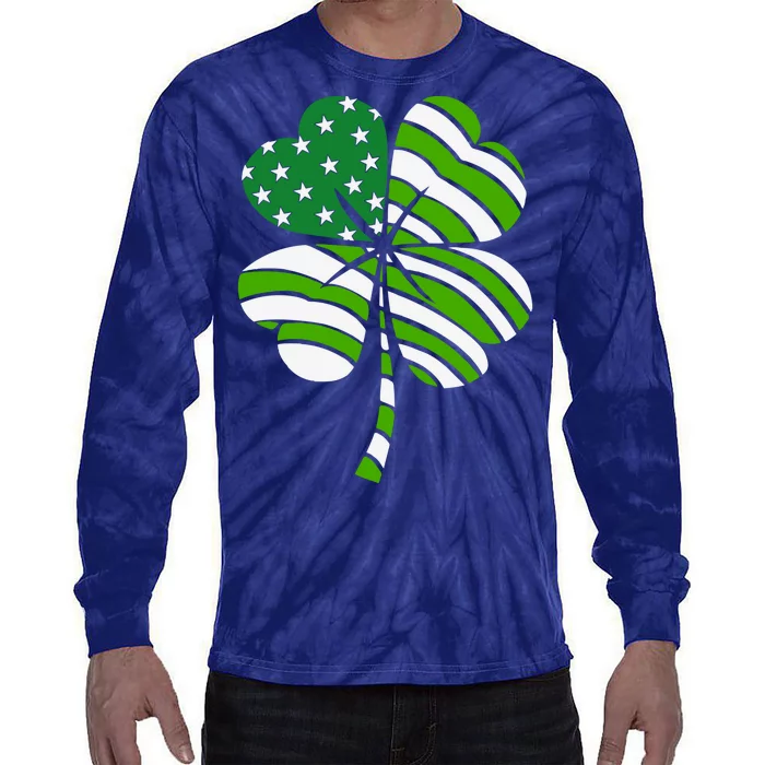 Clover Star St Patrick's Day Festive Holiday Tie-Dye Long Sleeve Shirt