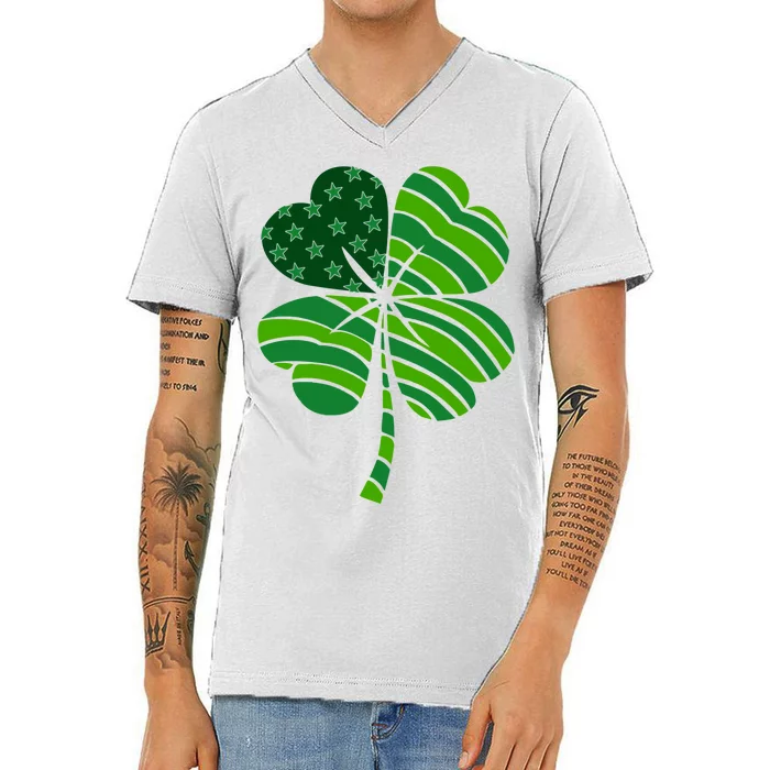 Clover Star St Patrick's Day Festive Holiday V-Neck T-Shirt