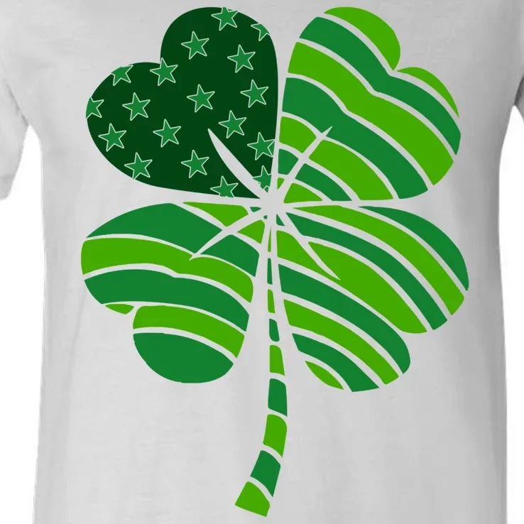 Clover Star St Patrick's Day Festive Holiday V-Neck T-Shirt