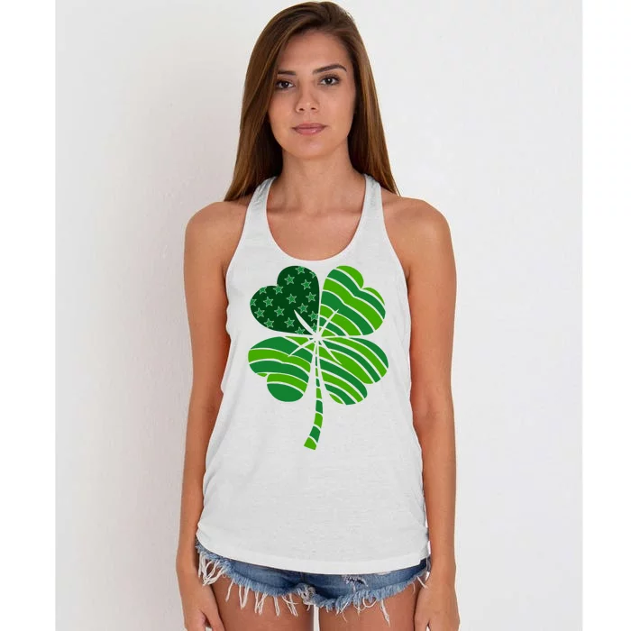 Clover Star St Patrick's Day Festive Holiday Women's Knotted Racerback Tank