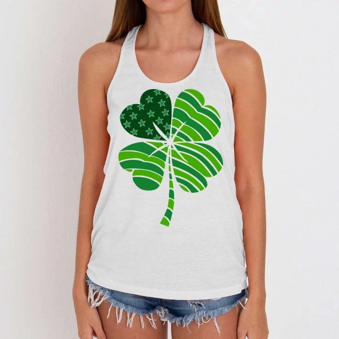 Clover Star St Patrick's Day Festive Holiday Women's Knotted Racerback Tank