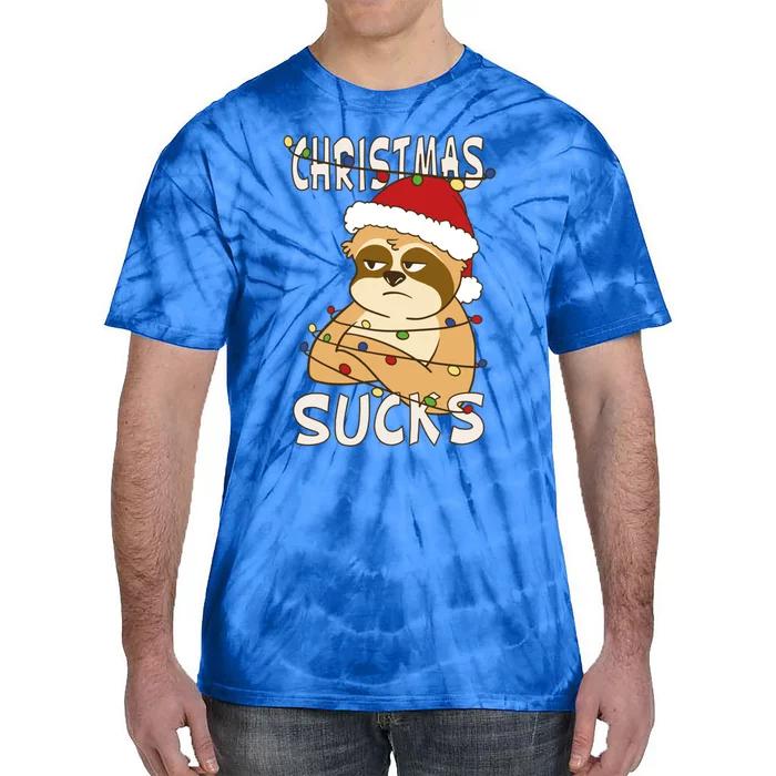 Christmas Sucks Sloth Lazy Merry Christmas Sloth Gift Tie-Dye T-Shirt