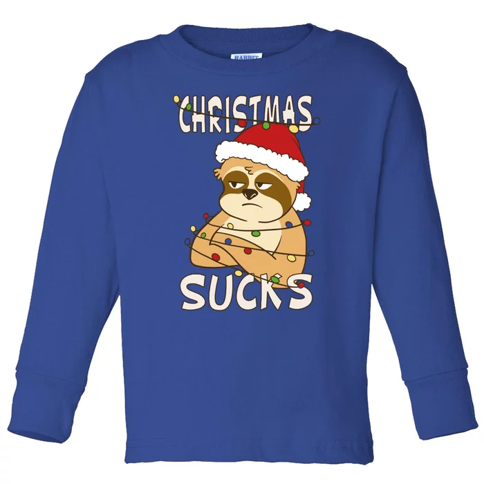 Christmas Sucks Sloth Lazy Merry Christmas Sloth Gift Toddler Long Sleeve Shirt