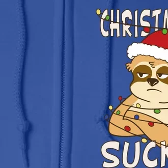 Christmas Sucks Sloth Lazy Merry Christmas Sloth Gift Full Zip Hoodie