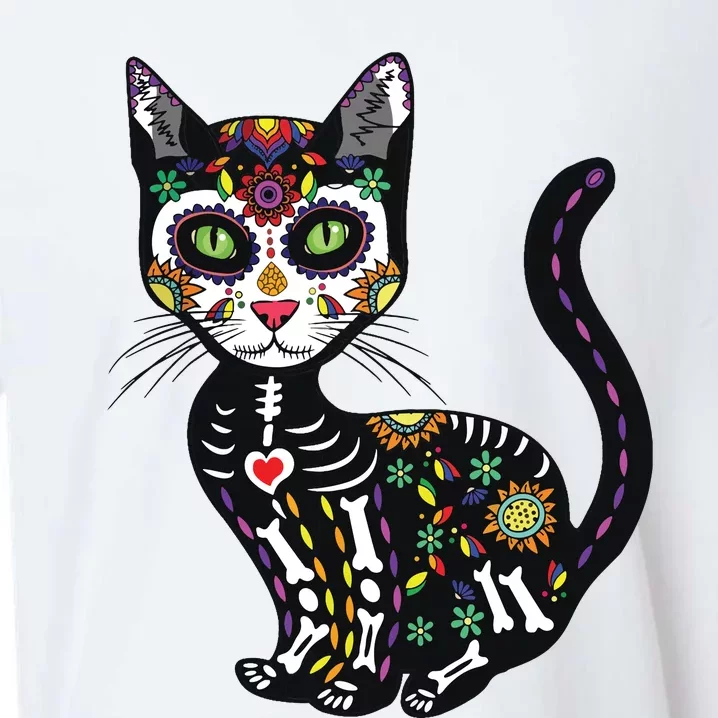 Cute Sugar Skull Mexican Cat Halloween Day Of The Dead Sueded Cloud Jersey T-Shirt