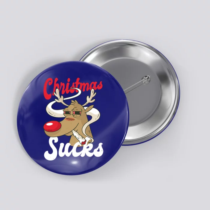 Christmas Sucks Stoner Reindeer Gift Button