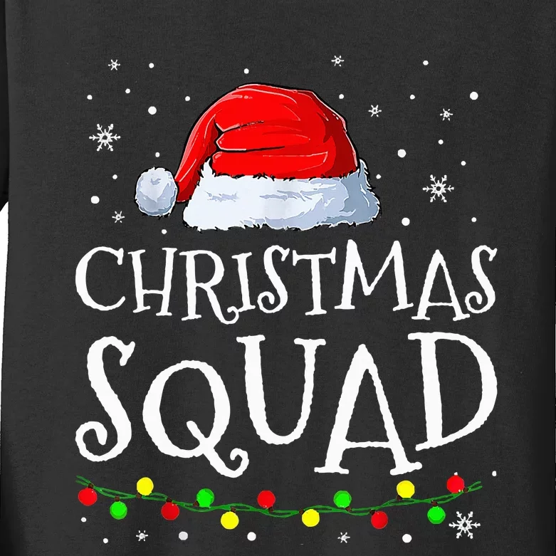 christmas squad santa hat family matching pajamas xmas Kids Long Sleeve Shirt