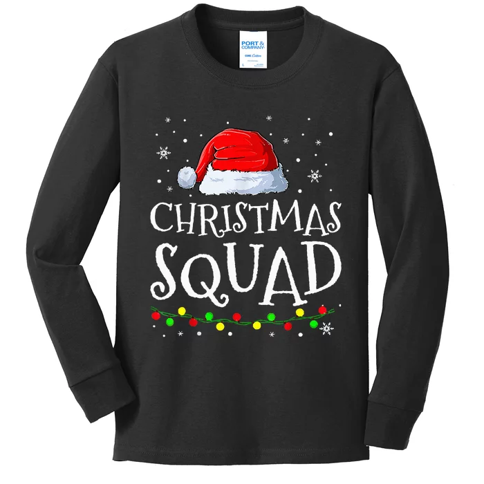 christmas squad santa hat family matching pajamas xmas Kids Long Sleeve Shirt