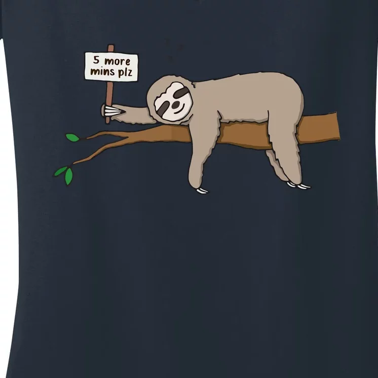 Cute Sleeping Sloth Shirts Funny Lazy Tired Napping Women's V-Neck T-Shirt