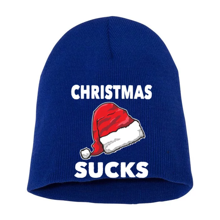 Christmas Sucks Scrooge Gift Short Acrylic Beanie