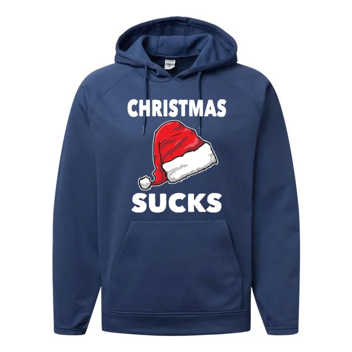 Christmas Sucks Scrooge Gift Performance Fleece Hoodie