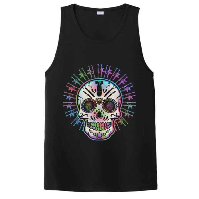 Colorful Sugar Skull Weapons Performance Tank