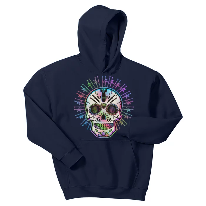 Colorful Sugar Skull Weapons Kids Hoodie