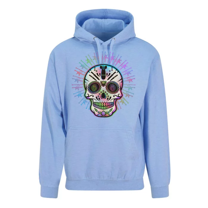 Colorful Sugar Skull Weapons Unisex Surf Hoodie