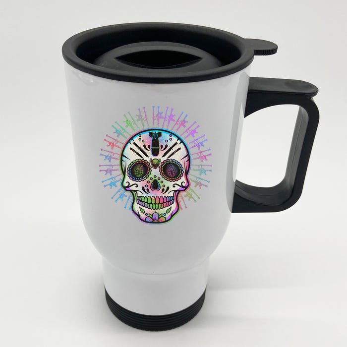 Colorful Sugar Skull Weapons Front & Back Stainless Steel Travel Mug