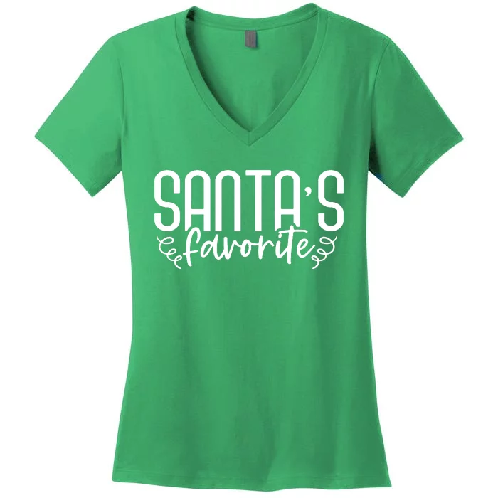 Christmas Santa S Favorite Women's V-Neck T-Shirt