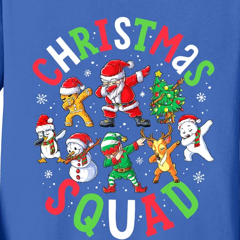 Christmas Squad Santa Dabbing Elf Family Matching Pajamas Gift Kids Long Sleeve Shirt