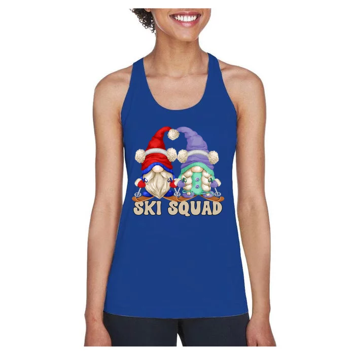 Cute Ski Squad Gnome Graphic For Ski Mom And Dad Love Skiing Great Gift Women's Racerback Tank