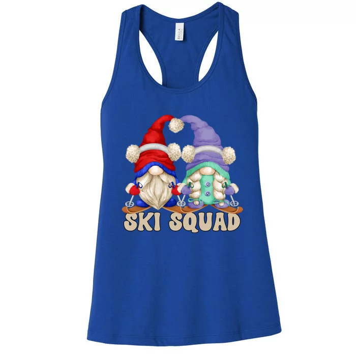 Cute Ski Squad Gnome Graphic For Ski Mom And Dad Love Skiing Great Gift Women's Racerback Tank