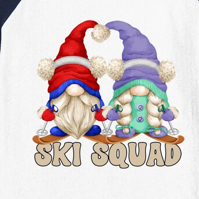 Cute Ski Squad Gnome Graphic For Ski Mom And Dad Love Skiing Great Gift Baseball Sleeve Shirt