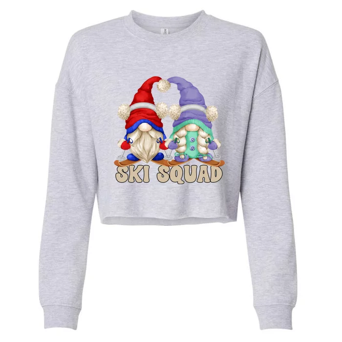 Cute Ski Squad Gnome Graphic For Ski Mom And Dad Love Skiing Great Gift Cropped Pullover Crew