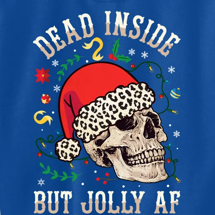 Christmas Skeleton Santa Hat Dead Inside But Jolly Af Xmas Gift Kids Sweatshirt