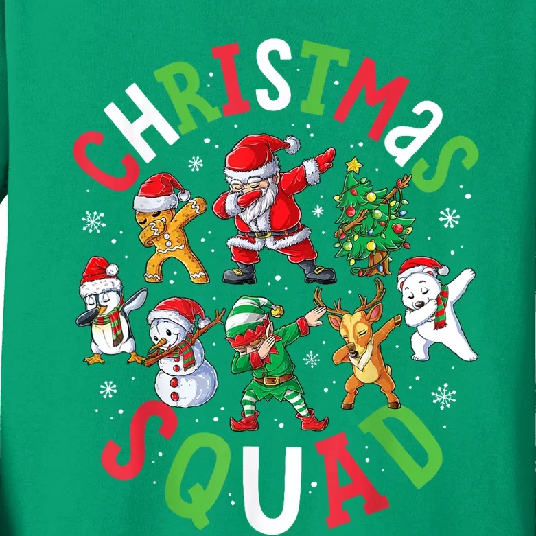 Christmas Squad Santa Dabbing Elf Family Matching Pajamas Kids Long Sleeve Shirt