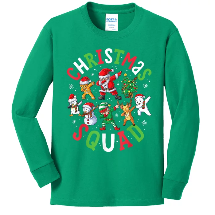 Christmas Squad Santa Dabbing Elf Family Matching Pajamas Kids Long Sleeve Shirt