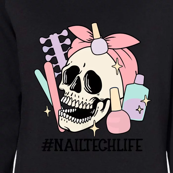 Cute Skeleton Spooky Nail Tech Messy Bun Halloween Nail Tech For Girls Gift Womens California Wash Sweatshirt