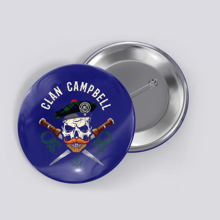 Campbell Surname Scottish Clan Skull Tam Dirks Tartan Badge Button