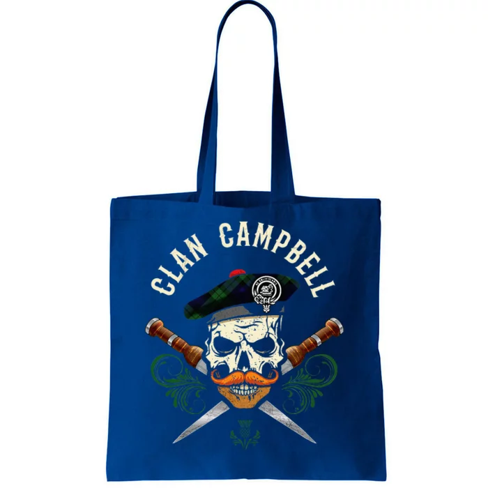 Campbell Surname Scottish Clan Skull Tam Dirks Tartan Badge Tote Bag