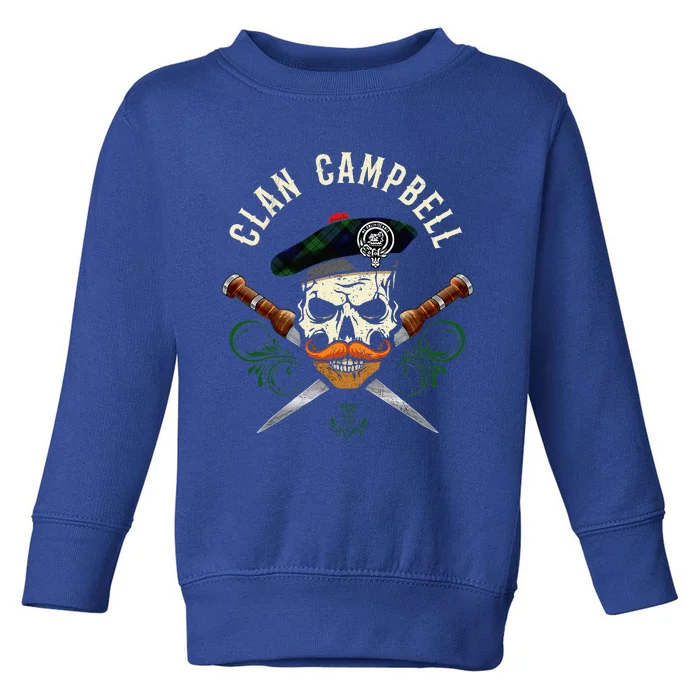 Campbell Surname Scottish Clan Skull Tam Dirks Tartan Badge Toddler Sweatshirt